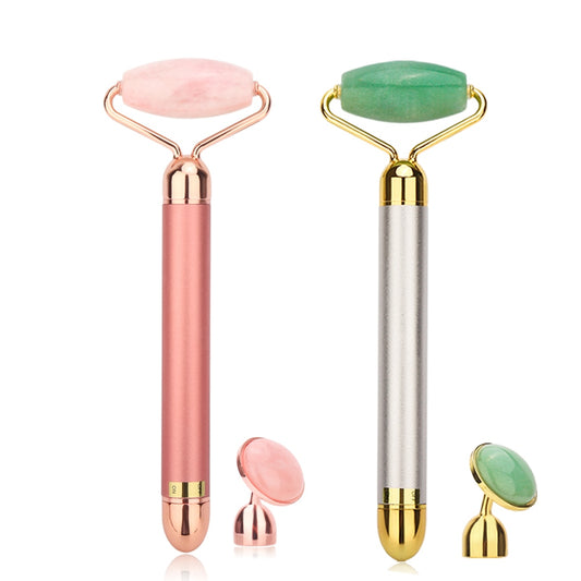 Natural Vibrating Rose Quartz Jade Roller for Face Lifting